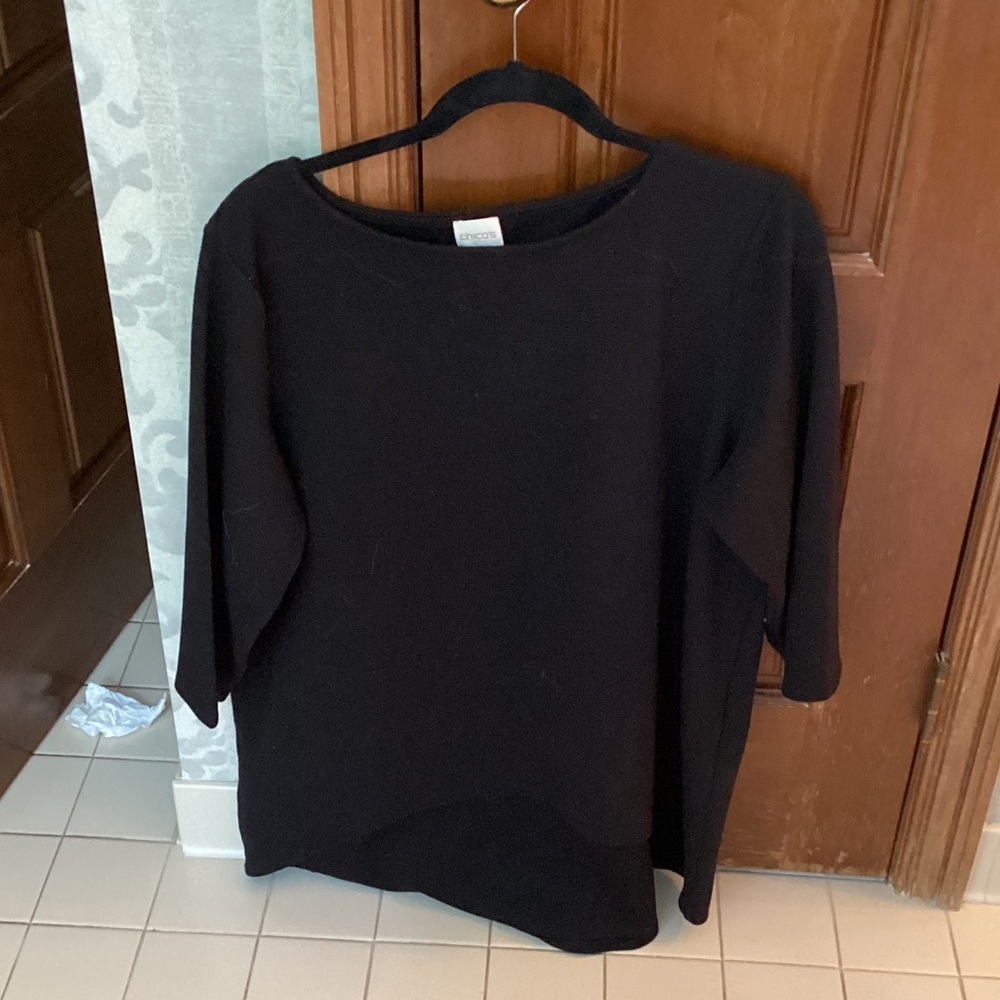 Chico's Elegant Black Blouse 3/4